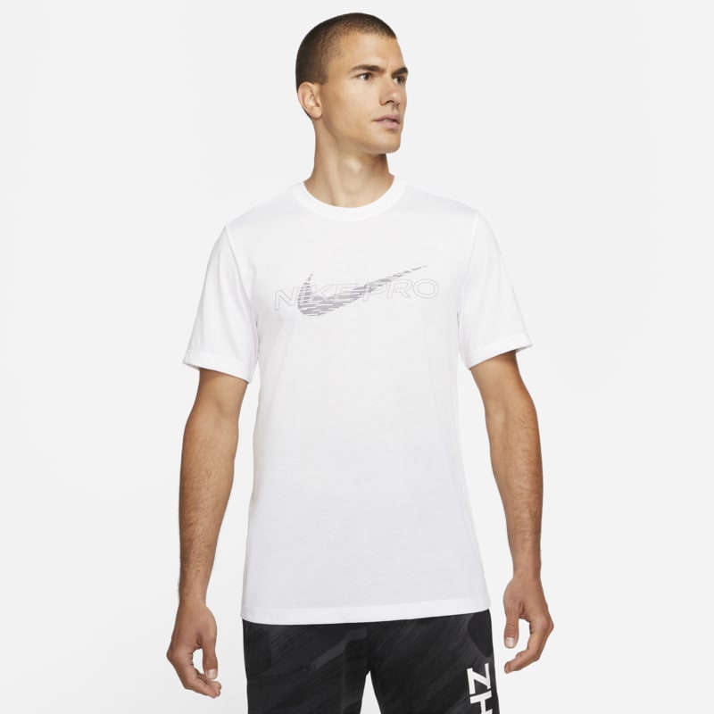 Męski T-shirt z nadrukiem Nike Pro Dri-FIT - Biel