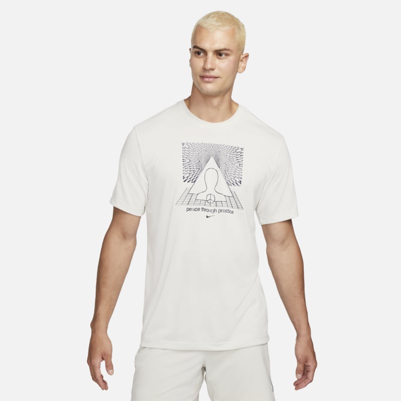 Męski T-shirt z nadrukiem Nike Yoga Dri-FIT - Szary