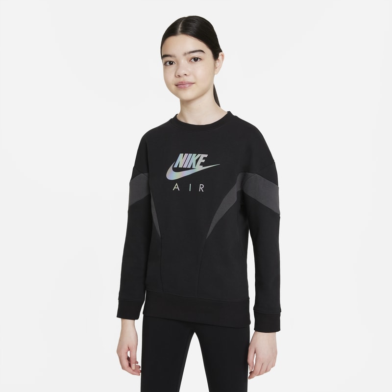 Bluza dresowa z dzianiny dla dużych dzieci (dziewcząt) Nike Air - Czerń
