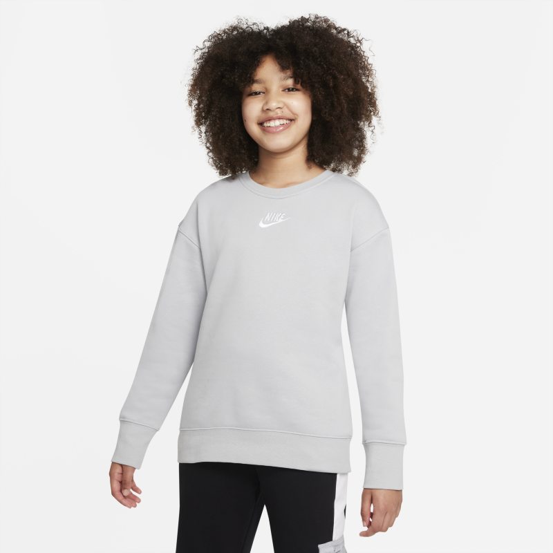 Nike Sportswear Club Fleece Older Kids' (Girls') Crew Sweatshirt - Grey