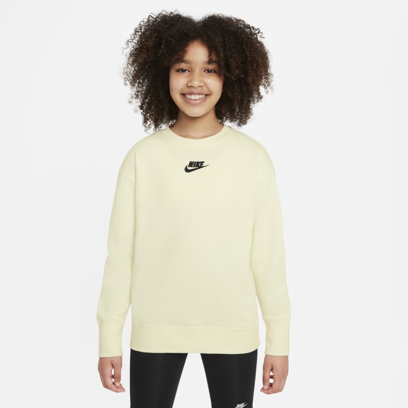 Bluza dresowa dla dużych dzieci (dziewcząt) Nike Sportswear Club Fleece - Biel