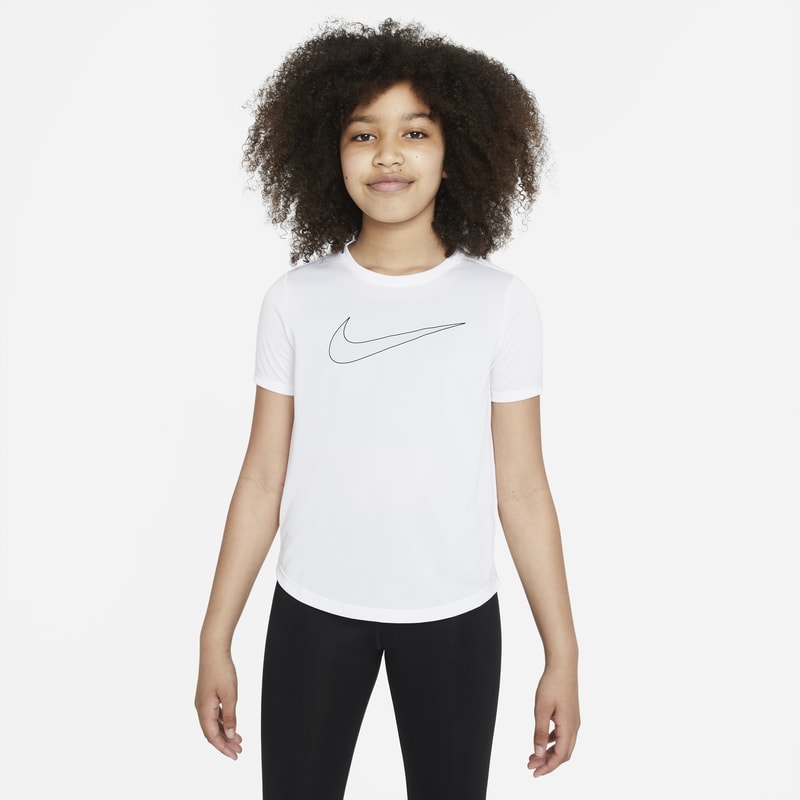 Kortärmad träningströja Nike Dri-FIT One för tjejer - Vit