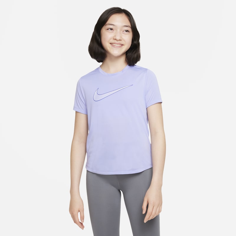 Koszulka treningowa z krótkim rękawem dla dużych dzieci (dziewcząt) Nike Dri-FIT One - Fiolet