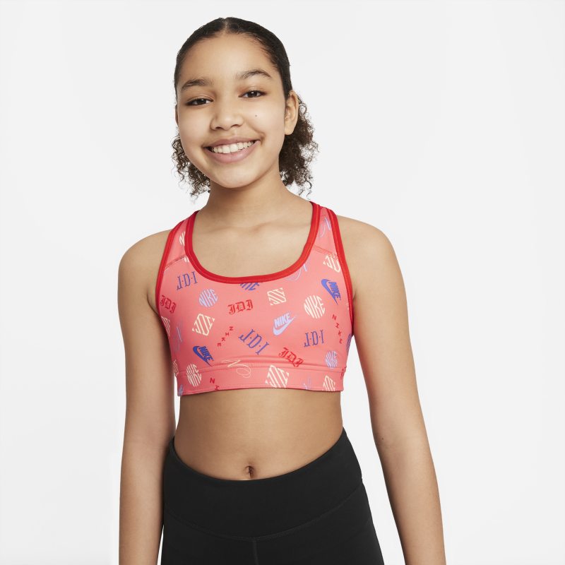 Nike Dri-FIT Swoosh Older Kids' (Girls') Reversible Sports Bra - Red