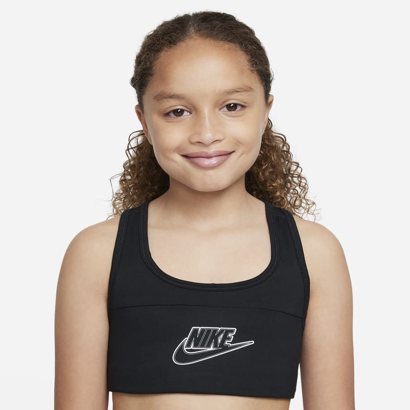 Stanik sportowy dla dużych dzieci (dziewcząt) Nike Dri-FIT Swoosh - Czerń