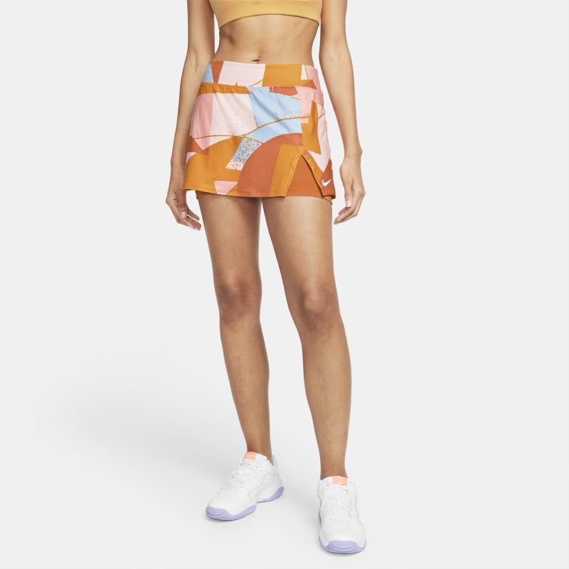 NikeCourt Victory Falda de tenis con estampado - Mujer - Naranja Nike