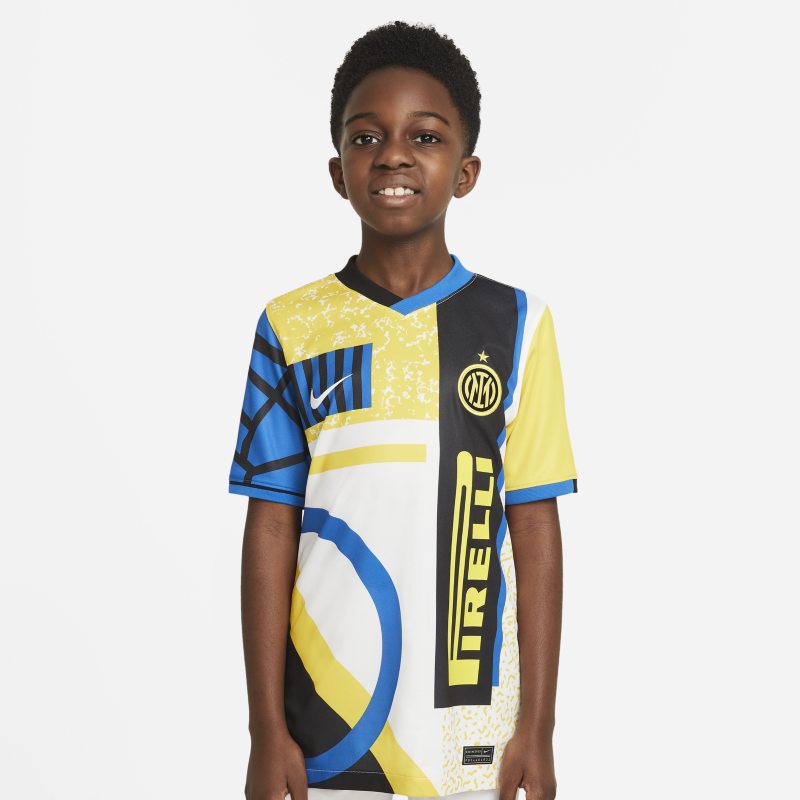 Koszulka piłkarska dla dużych dzieci Nike Dri-FIT Inter Mediolan 2021/22 Stadium (wersja czwarta) - Biel