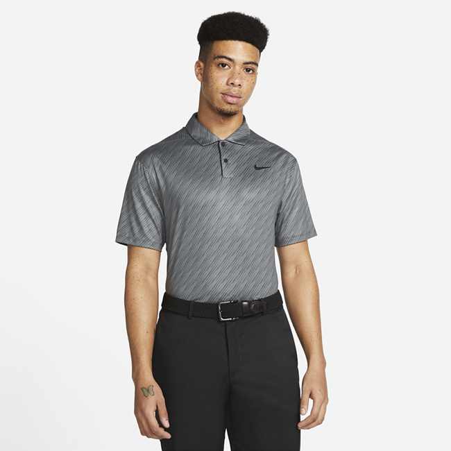 Nike Dri-FIT Vapor stripet golfskjorte til herre - Grey
