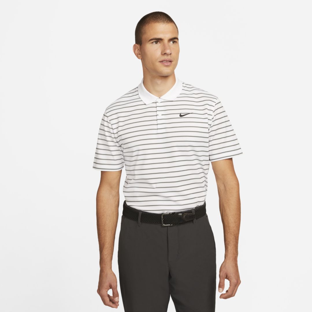 Shop Nike Men's Dri-fit Victory Striped Golf Polo In White
