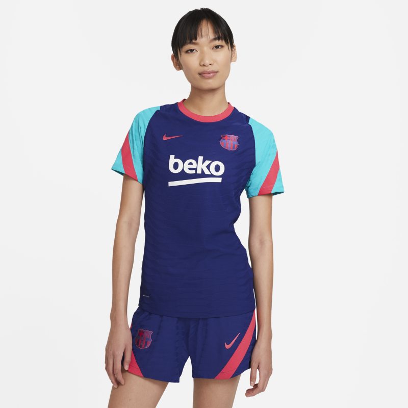 Damska koszulka piłkarska z krótkim rękawem FC Barcelona VaporKnit Strike - Niebieski