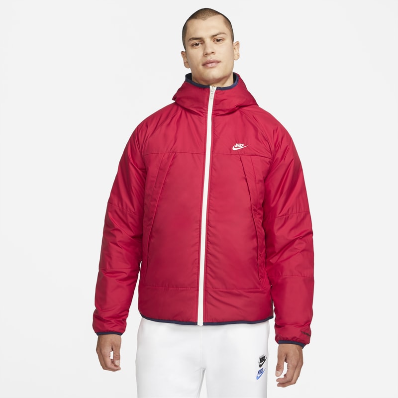 Męska dwustronna kurtka z kapturem Nike Sportswear Therma-FIT Legacy - Czerwony