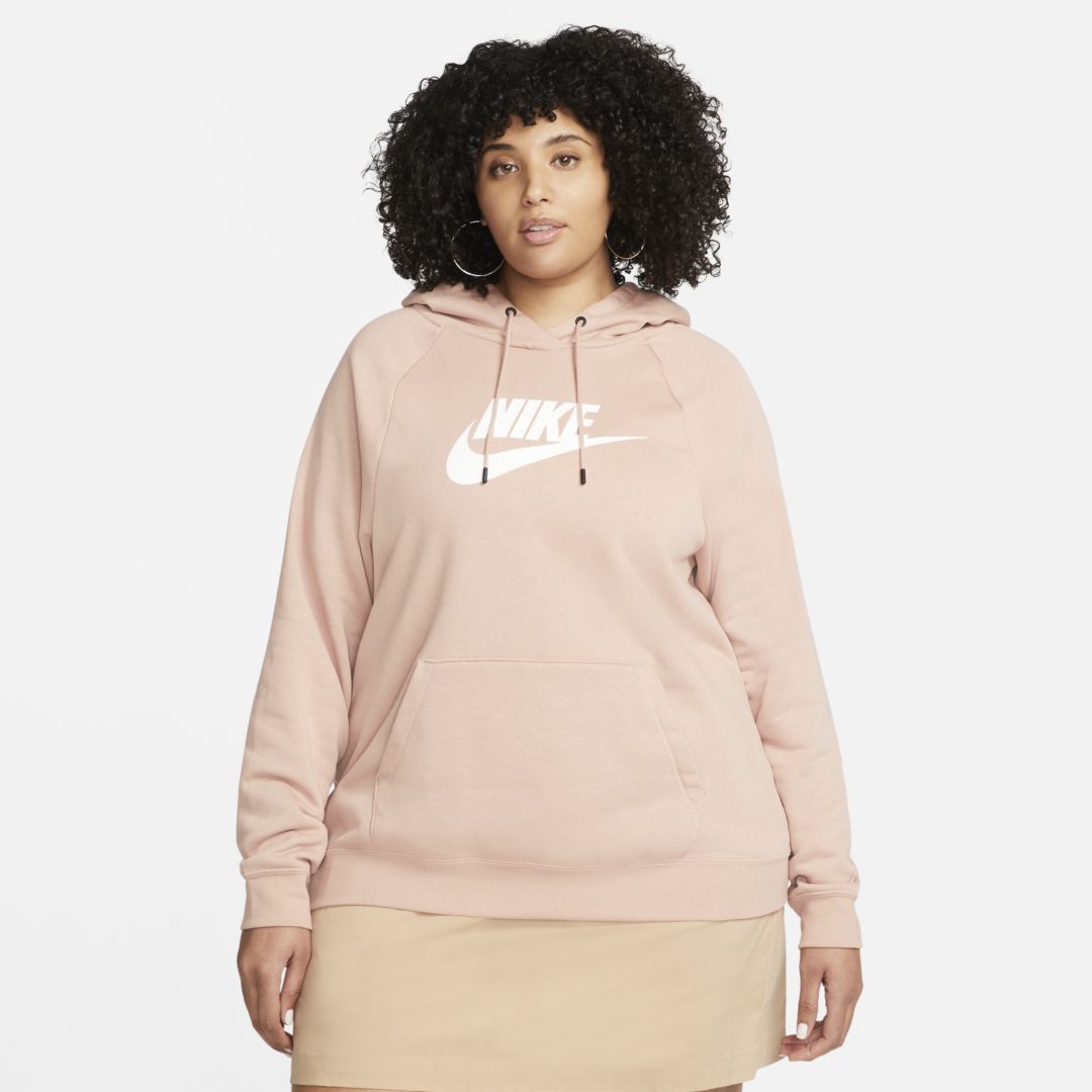 Nike Women's Sportswear Essential Fleece Pullover Hoodie  (Fireberry/Heather/White, X-Small)