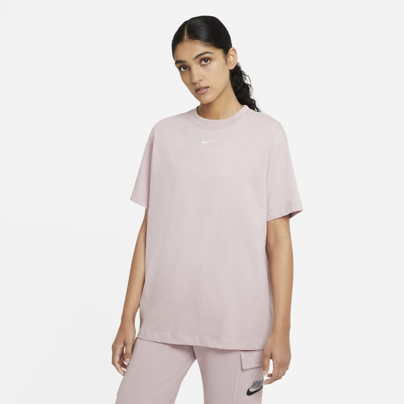 Damska koszulka z krótkim rękawem o kroju oversize Nike Sportswear Essential - Różowy