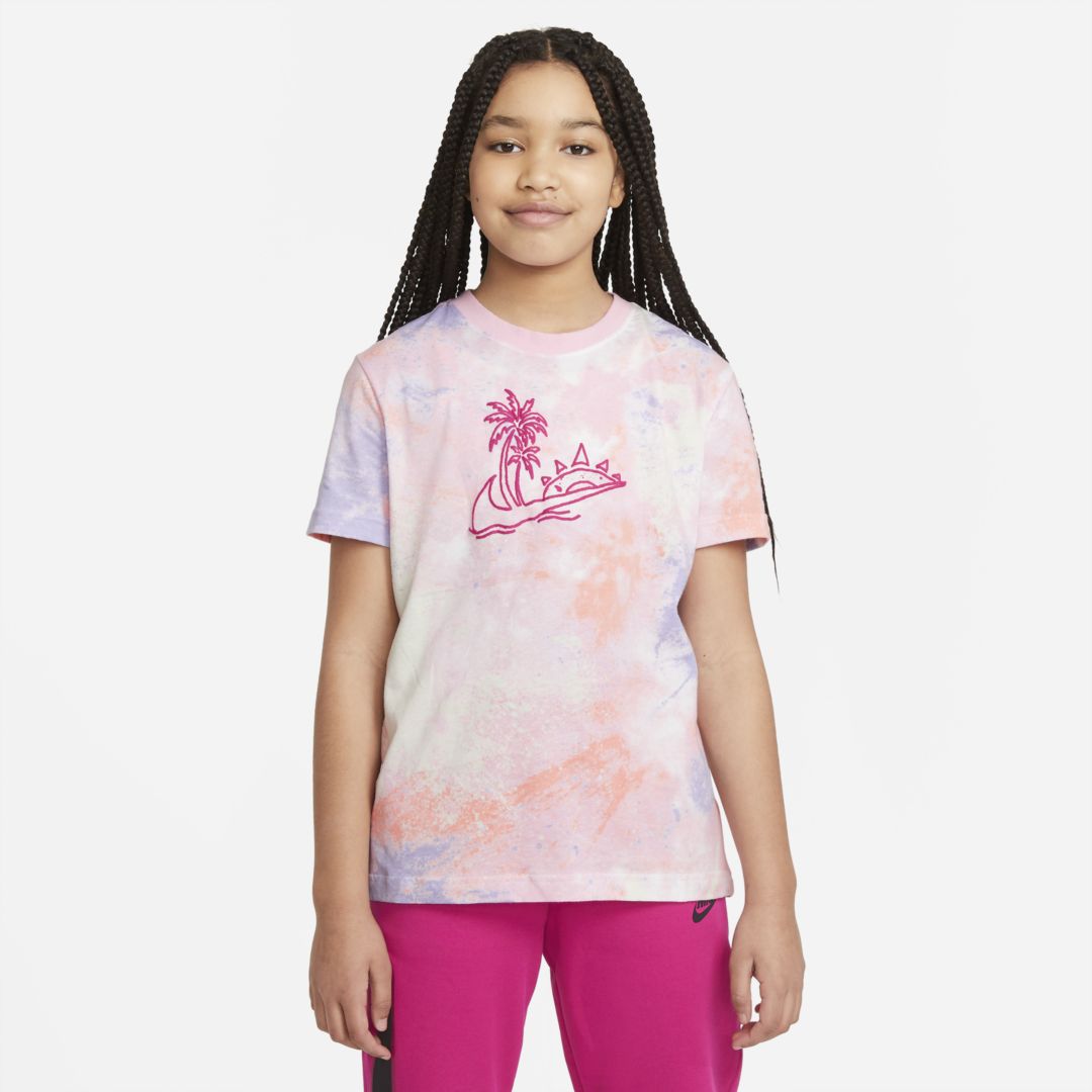 Nike Sportswear Big Kids' T-shirt In White,pink Foam