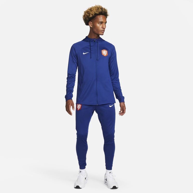 Męski dres piłkarski z kapturem Nike Dri-FIT Holandia Strike - Niebieski