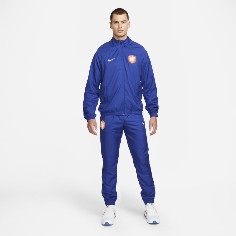 Męski dres piłkarski z tkaniny Nike Dri-FIT Holandia Strike - Niebieski