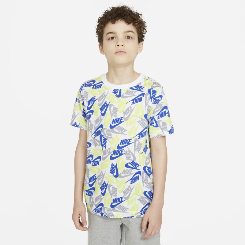 Nike Sportswear Older Kids' (Boys') Printed T-Shirt - White