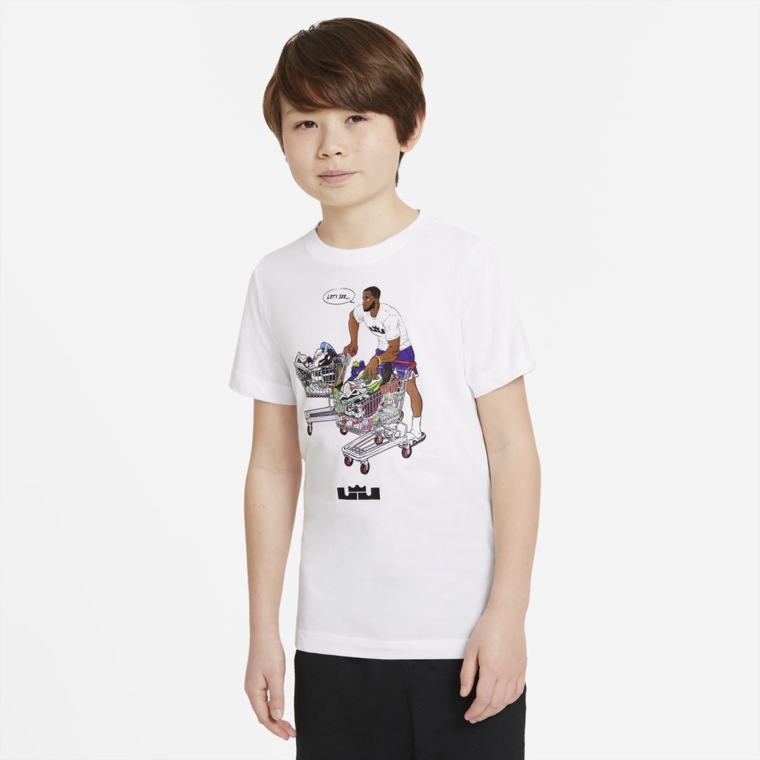 Nike Dri-fit Lebron Big Kids' Basketball T-shirt In White