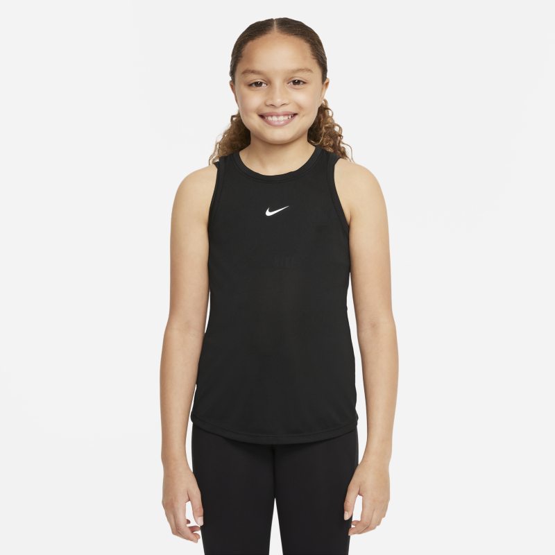 Koszulka bez rękawów dla dużych dzieci (dziewcząt) Nike dri-fit one - czerń
