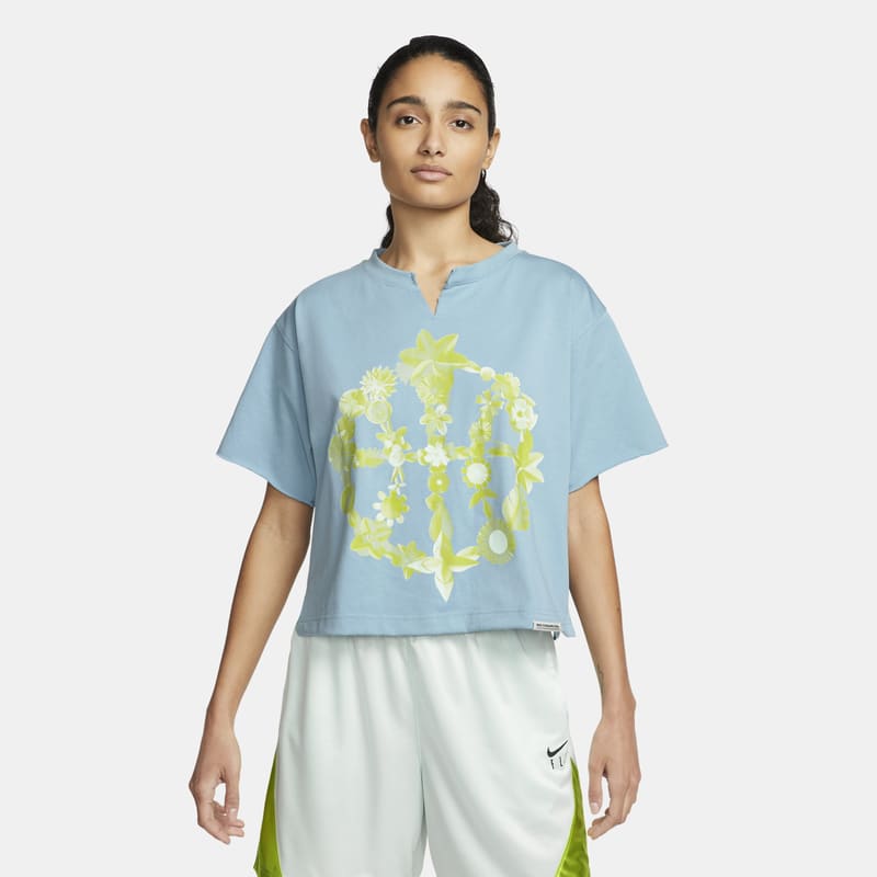 Damska koszulka z półokrągłym dekoltem i odciętymi rękawami Nike Dri-FIT Standard Issue - Niebieski