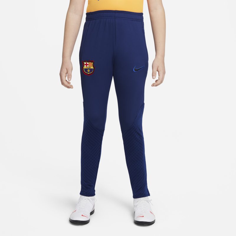 Spodnie piłkarskie dla dużych dzieci FC Barcelona Strike Nike Dri-FIT - Niebieski