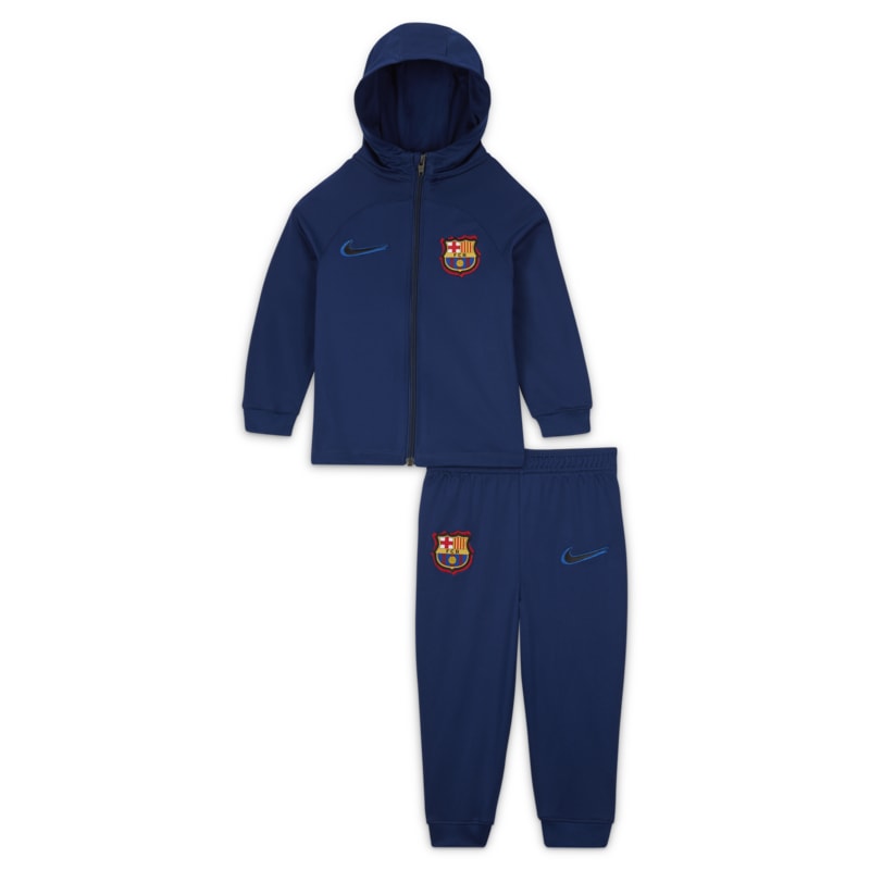 Dzianinowy dres piłkarski dla niemowląt i maluchów Nike Dri-FIT FC Barcelona Strike - Niebieski