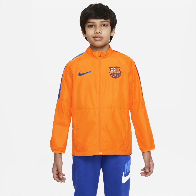 Kurtka piłkarska dla dużych dzieci FC Barcelona Repel Academy AWF - Pomarańczowy