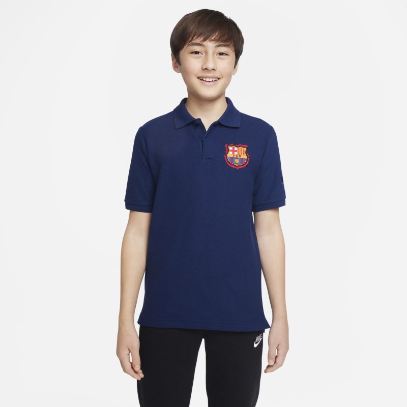 Piłkarska koszulka polo z krótkim rękawem dla dużych dzieci FC Barcelona - Niebieski