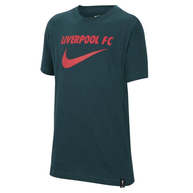 T-shirt piłkarski dla dużych dzieci Liverpool F.C. Swoosh - Zieleń