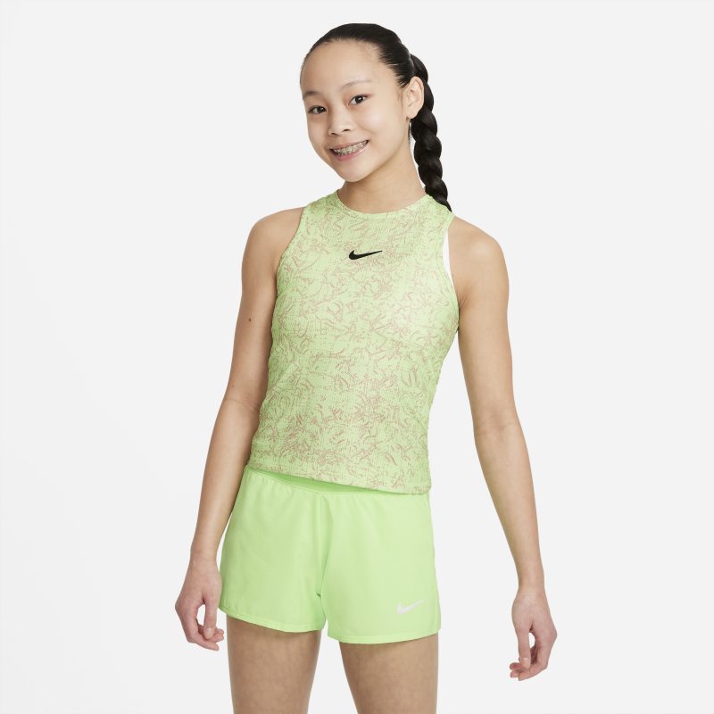 Koszulka bez rękawów do tenisa z nadrukiem dla dużych dzieci (dziewcząt) NikeCourt Dri-FIT Victory - Zieleń