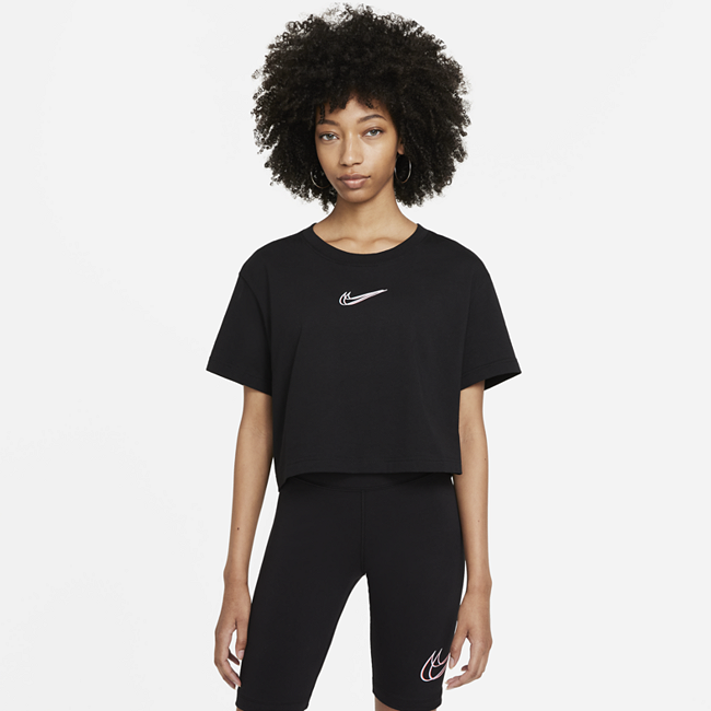 фото Женская укороченная футболка для танцев nike sportswear - черный