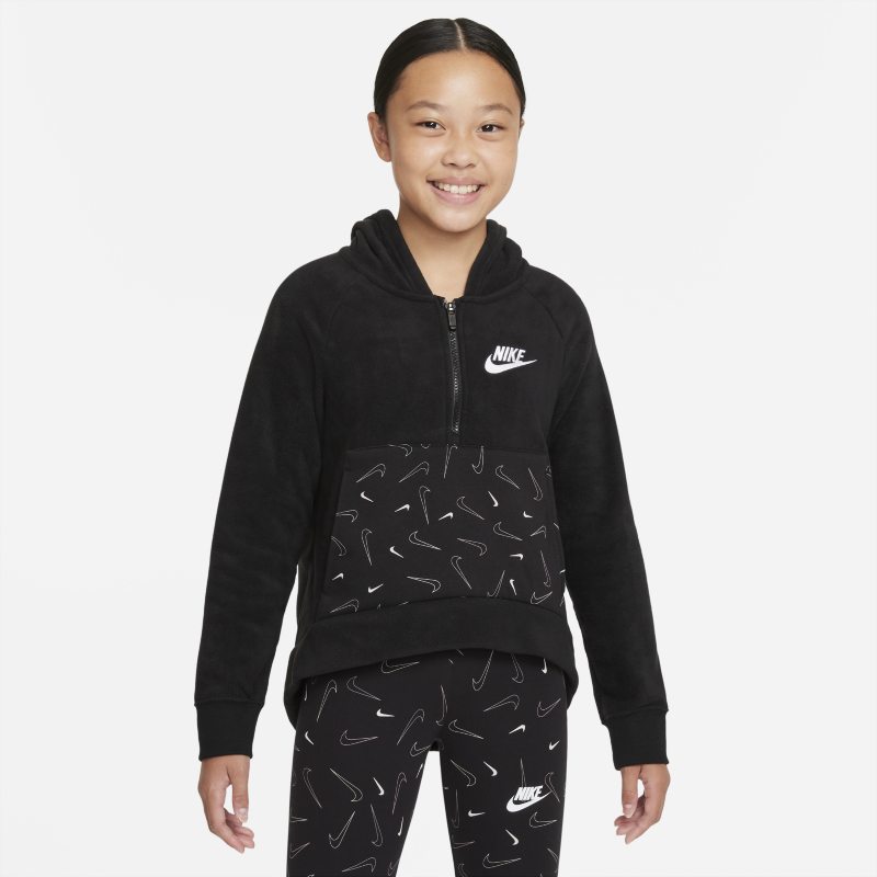Nike Sportswear Club Sudadera con capucha y media cremallera para el invierno - Niña - Negro Nike