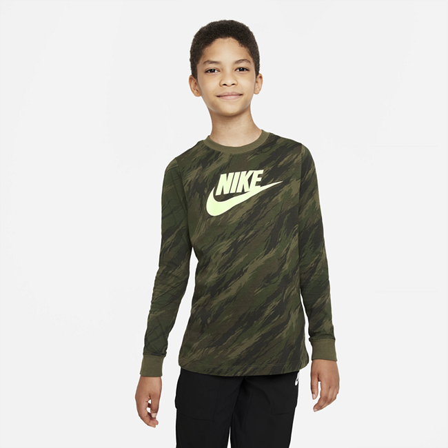 фото Футболка с длинным рукавом для мальчиков школьного возраста nike sportswear - зеленый