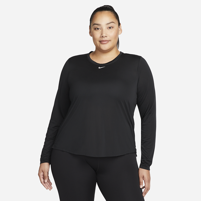 фото Женская футболка с длинным рукавом и стандартной посадкой nike dri-fit one (большие размеры) - черный