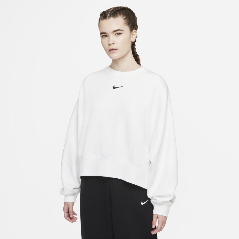 Damska bluza dresowa z dzianiny o kroju oversize Nike Sportswear Collection Essentials - Biel