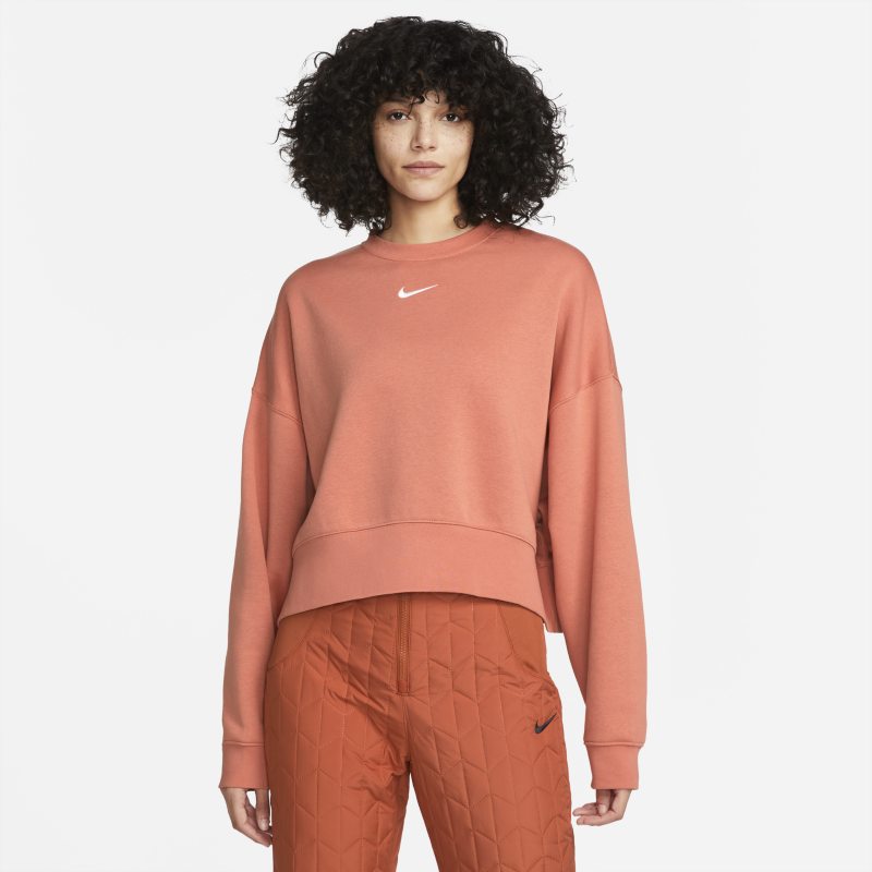 Damska bluza dresowa z dzianiny o kroju oversize Nike Sportswear Collection Essentials - Pomarańczowy