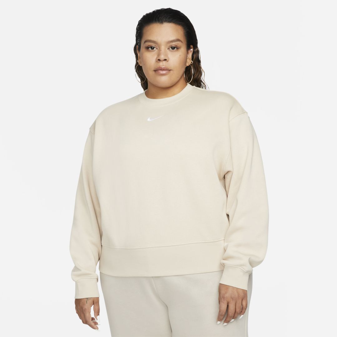 Nike Sportswear Collection Essentials Women's Oversized Fleece Crew In Sanddrift,white