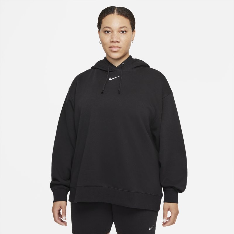 Damska bluza z kapturem z dzianiny o kroju oversize Nike Sportswear Collection Essentials (duże rozmiary) - Czerń
