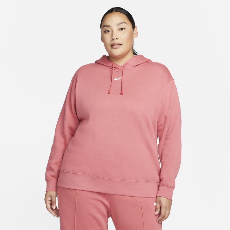 Damska bluza z kapturem z dzianiny o kroju oversize Nike Sportswear Collection Essentials (duże rozmiary) - Różowy