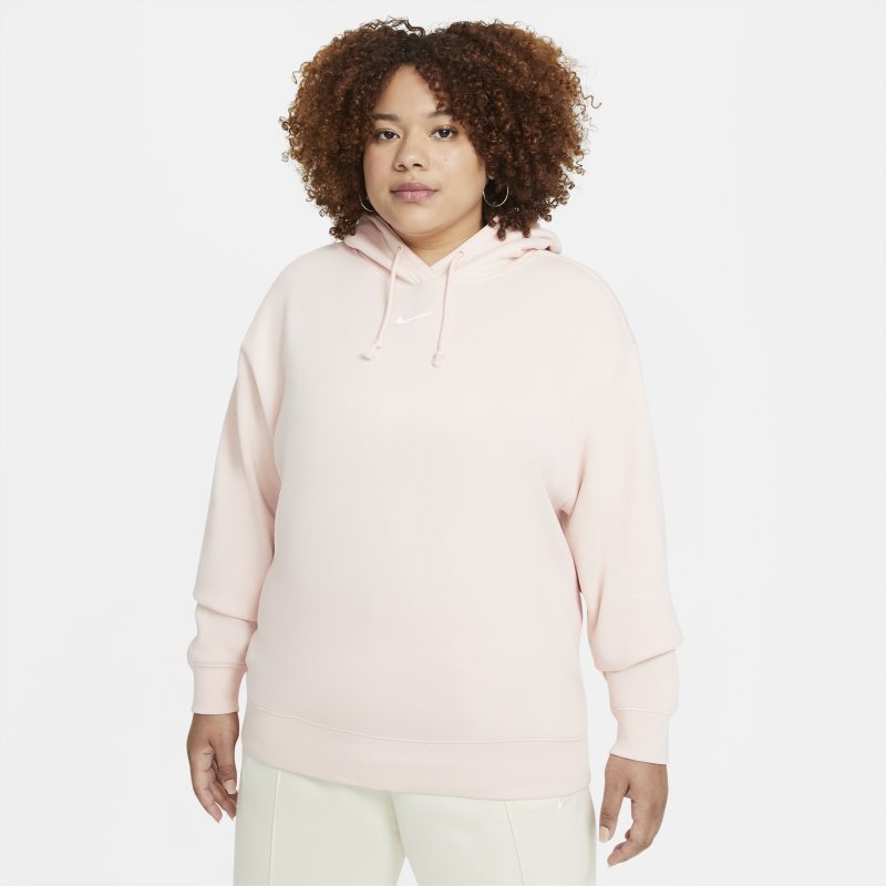 Damska bluza z kapturem z dzianiny o kroju oversize Nike Sportswear Collection Essentials (duże rozmiary) - Pomarańczowy