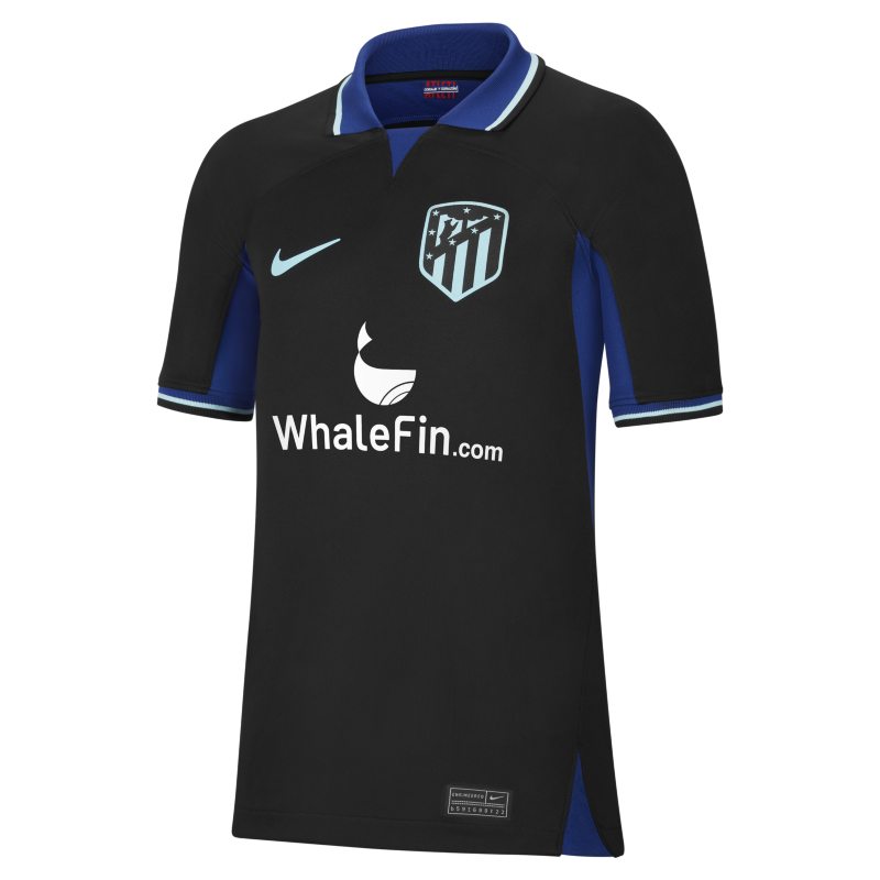 Koszulka piłkarska dla dużych dzieci Nike Dri-FIT Atlético Madryt Stadium 2022/23 (wersja wyjazdowa) - Czerń