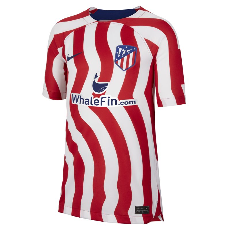 Fotbollströja Atlético Madrid 2022/23 Stadium (hemmaställ) Nike Dri-FIT för ungdom - Vit