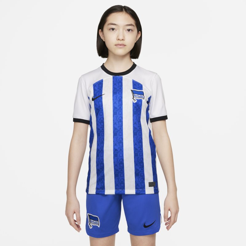 Koszulka piłkarska dla dużych dzieci Nike Dri-FIT Hertha BSC Stadium 2022/23 (wersja domowa) - Biel