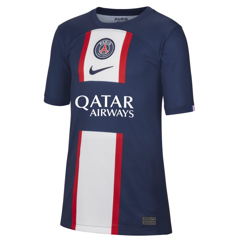 Koszulka piłkarska dla dużych dzieci Nike Dri-FIT Paris Saint-Germain Stadium 2022/23 (wersja domowa) - Niebieski