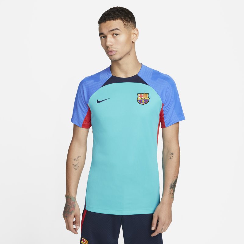Męska koszulka piłkarska z krótkim rękawem Nike Dri-FIT FC Barcelona Strike - Niebieski