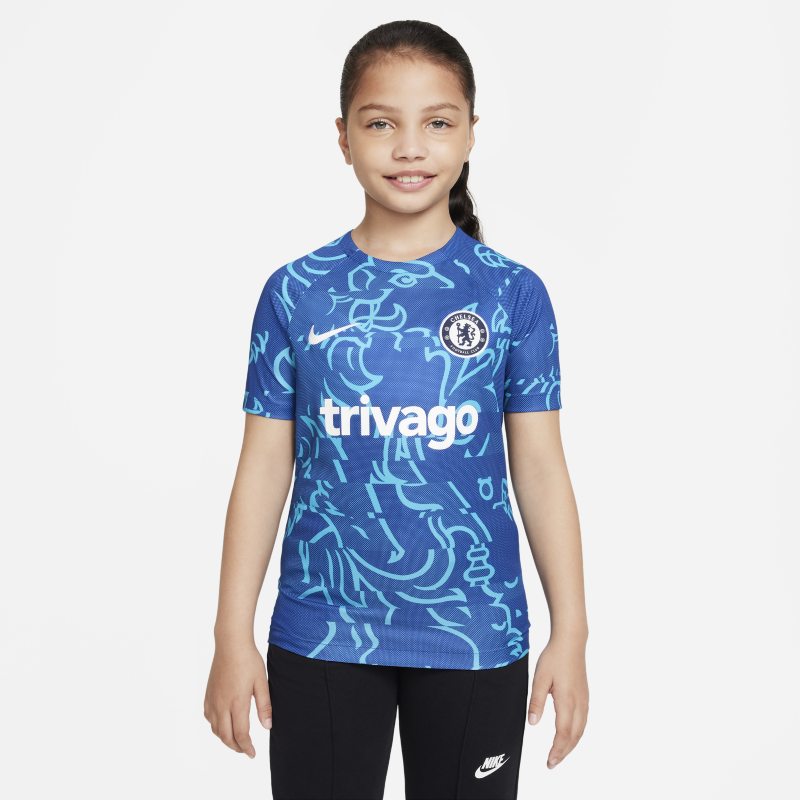 Przedmeczowa koszulka piłkarska dla dużych dzieci Nike Dri-FIT Chelsea FC - Niebieski