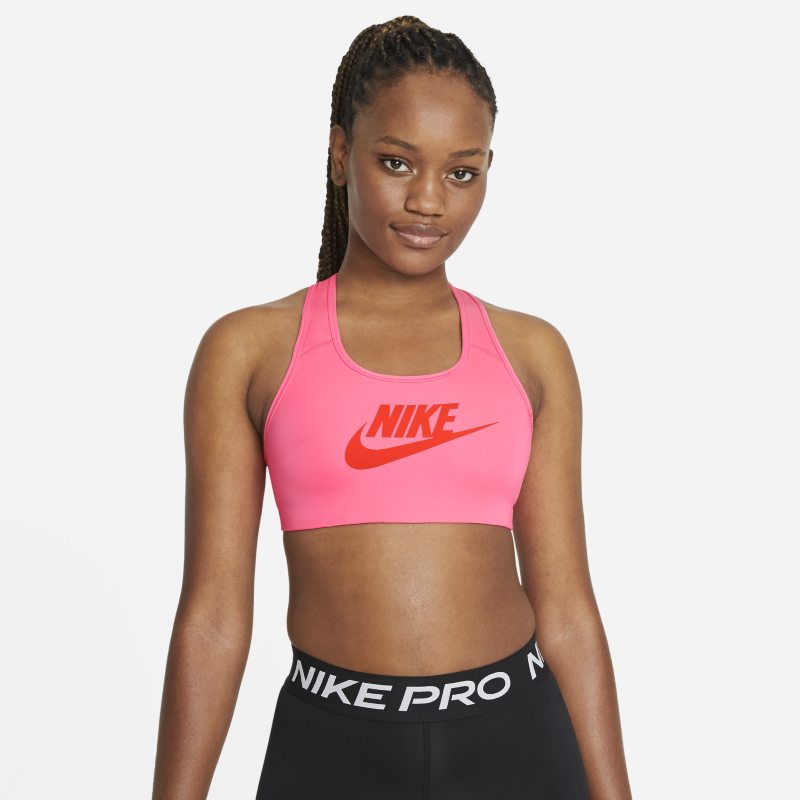 Nike Dri-FIT Swoosh Women's Medium-Support Non-Padded Graphic Sports Bra - Pink
