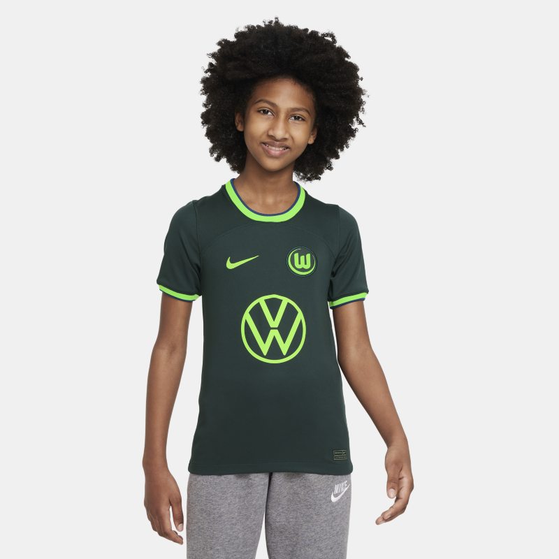 VfL Wolfsburg 2022/23 Stadium Away Older Kids' Nike Dri-FIT Football Shirt - Green