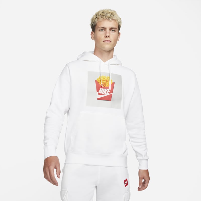 Męska bluza z kapturem z materiału szczotkowanego od spodu Nike Sportswear - Biel