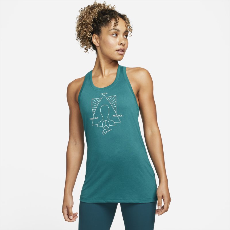 Damska koszulka bez rękawów z grafiką Nike Yoga Dri-FIT - Zieleń